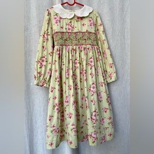 Laura Ashley Smocked Floral Cotton Dress Sz 6X